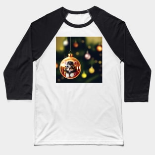 Cute Kitten in a Christmas Bauble Baseball T-Shirt